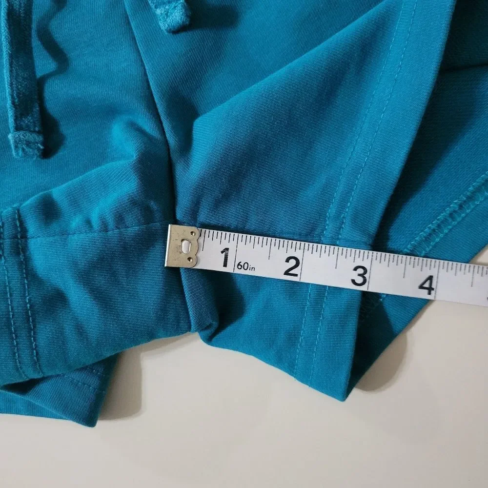 Merokeety Women's Teal Long Sleeve Pullover Top and Shorts Lounge 2-Piece Set